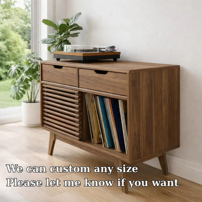 Modern Console Table with Drawers, Sliding Door & Open Storage Lynnsnail