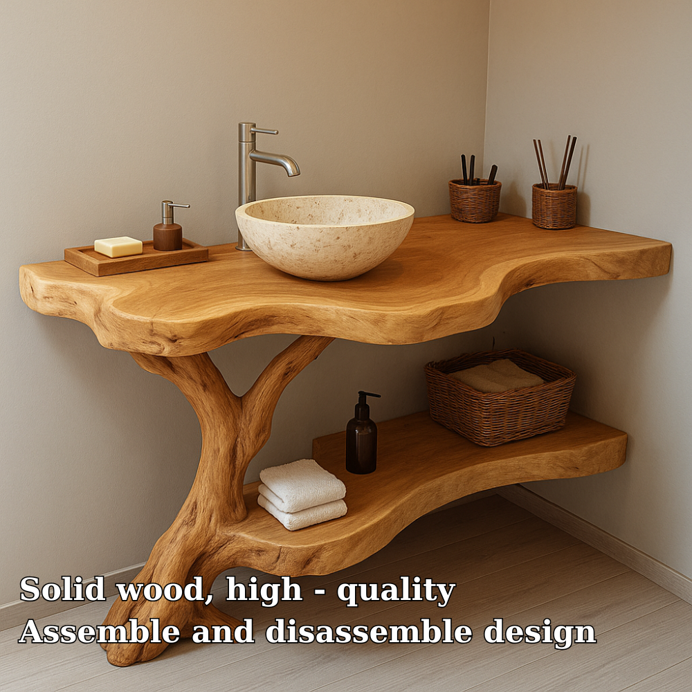 Handcrafted Solid Wood Bathroom Vanity – Organic Live Edge Design with Natural Tree Form Lynnsnail