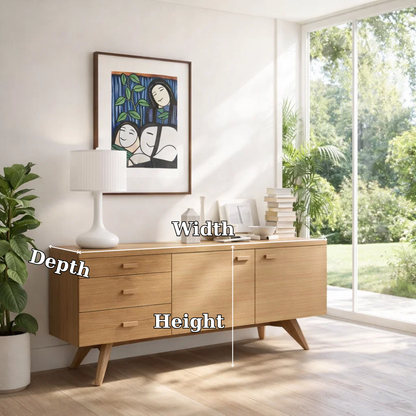 Solid Wood Modern Console Table Mid Century Sideboard with Storage