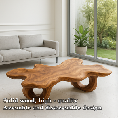 Handcrafted Solid Wood Coffee Table – Organic Sculptural Wave Design Lynnsnail