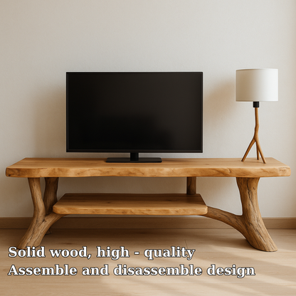 Handcrafted Solid Wood TV Stand – Natural Live Edge Rustic Design for Modern Interiors Lynnsnail