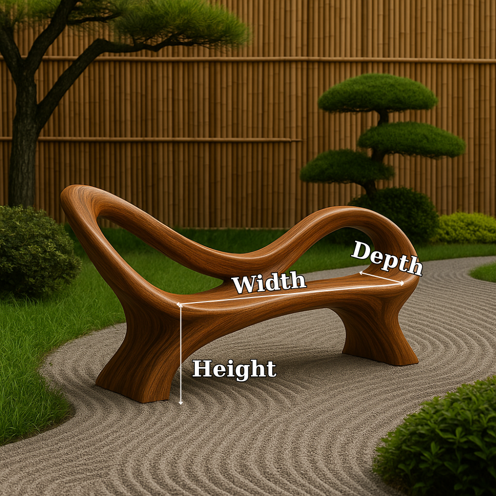 Handcrafted Solid Wood Bench with Backrest – Modern Sculptural Organic Art Furniture Lynnsnail