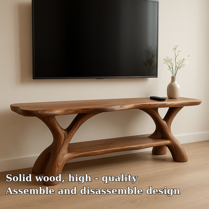 Handcrafted Solid Wood TV Stand – Sculptural Organic Design with Smooth Natural Finish Lynnsnail