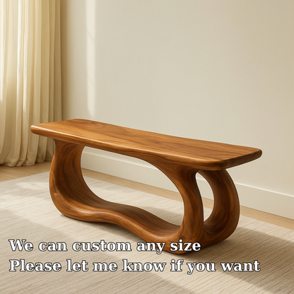 Handcrafted Solid Wood Bench – Modern Organic Flow Design for Contemporary Natural Interiors Lynnsnail