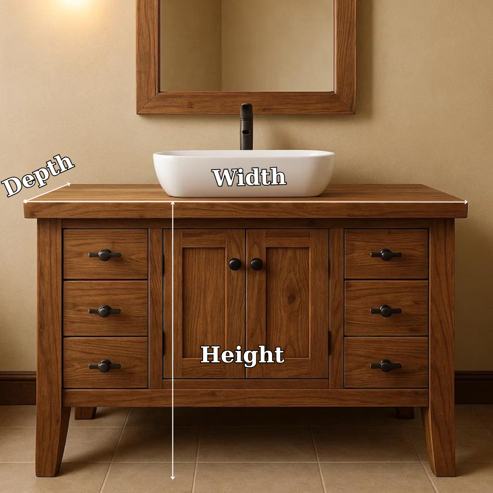 Handcrafted Solid Wood Bathroom Vanity – Classic Double Door Sink Cabinet Lynnsnail
