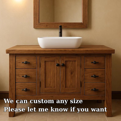Handcrafted Solid Wood Bathroom Vanity – Classic Double Door Sink Cabinet Lynnsnail