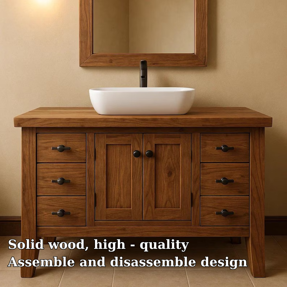 Handcrafted Solid Wood Bathroom Vanity – Classic Double Door Sink Cabinet Lynnsnail