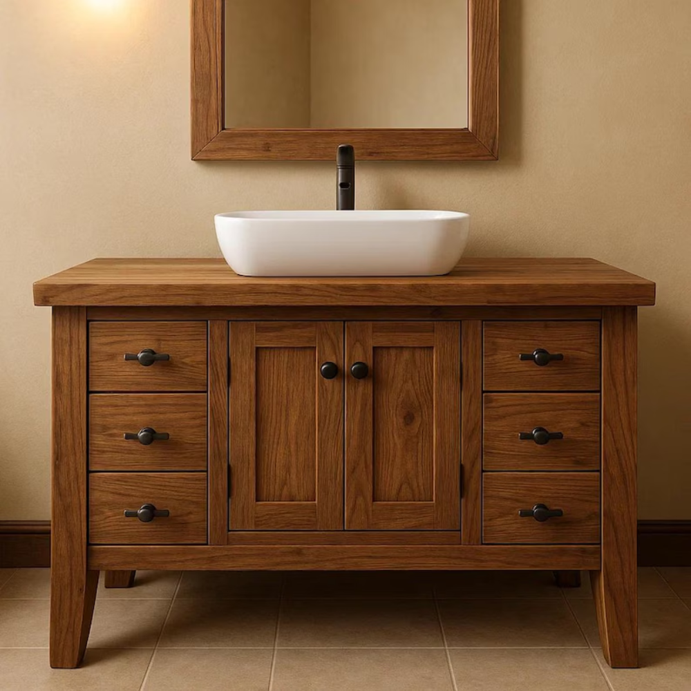 Handcrafted Solid Wood Bathroom Vanity – Classic Double Door Sink Cabinet Lynnsnail
