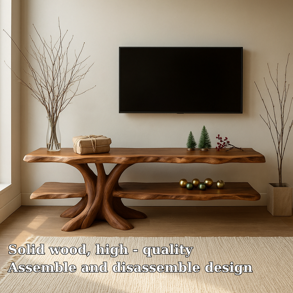 Handcrafted Solid Wood TV Stand – Tree Root Inspired Design with Natural Rustic Elegance Lynnsnail