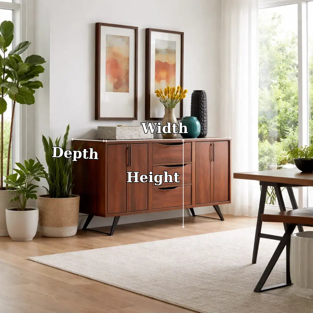Modern Walnut Console Table with Drawers & Cabinet Lynnsnail