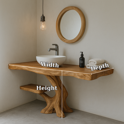 Handcrafted Solid Wood Bathroom Vanity – Organic Modern Design with Live Edge Detailing Lynnsnail