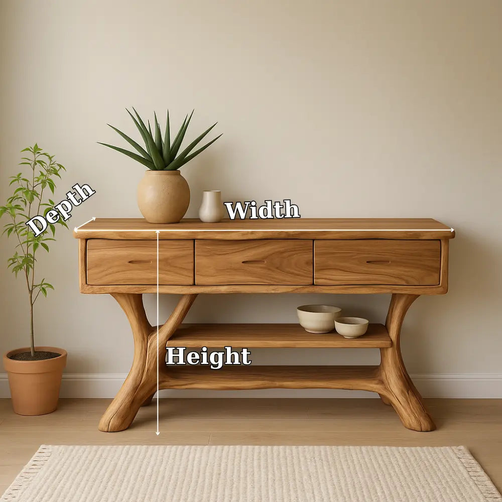 Handcrafted Solid Wood Console Table with Drawers – Natural Modern Entryway Furniture Lynnsnail