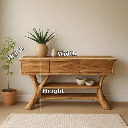 Handcrafted Solid Wood Console Table with Drawers – Natural Modern Entryway Furniture Lynnsnail
