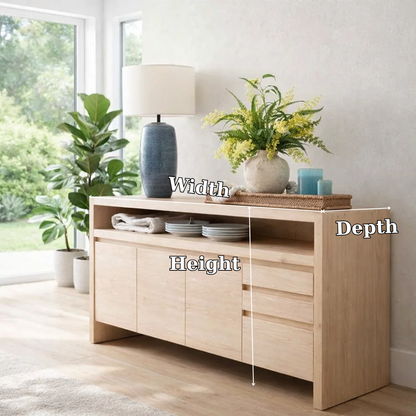 Modern Console Table with Open Shelf & Cabinet Storage