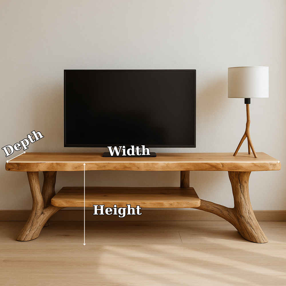 Handcrafted Solid Wood TV Stand – Natural Live Edge Rustic Design for Modern Interiors Lynnsnail