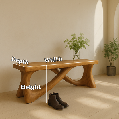Handcrafted Solid Wood Bench – Modern Organic Design with Elegant Curved Sculptural Form Lynnsnail