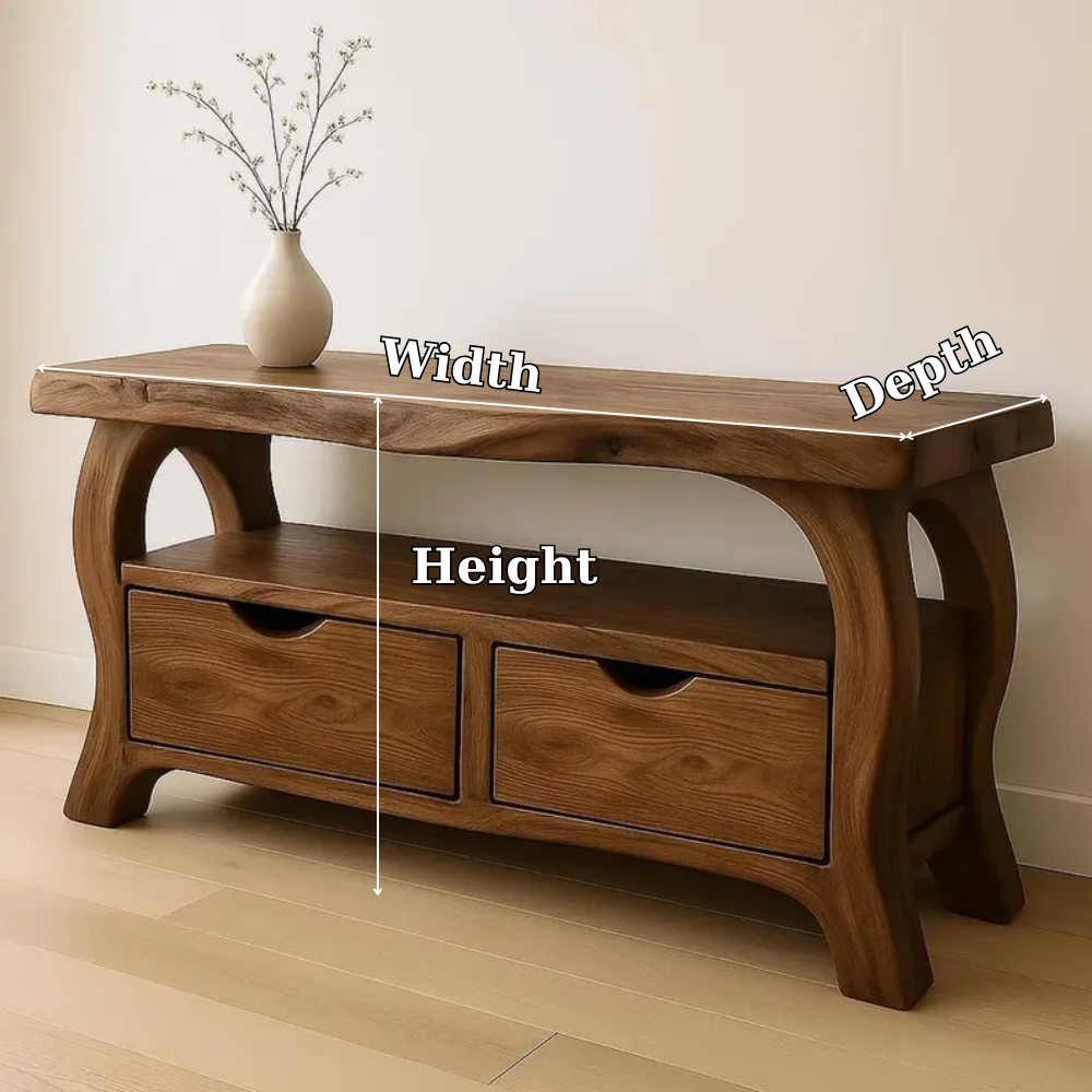 Handcrafted Solid Wood TV Stand with Drawers – Modern Organic Media Console Lynnsnail