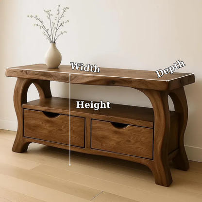 Handcrafted Solid Wood TV Stand with Drawers – Modern Organic Media Console Lynnsnail