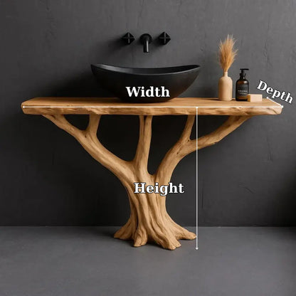 Handcrafted Solid Wood Bathroom Vanity with Tree Root Base – Natural Organic Modern Design Lynnsnail