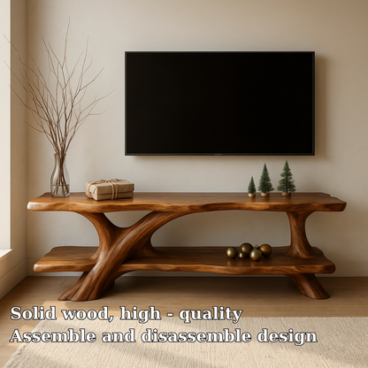 Handcrafted Solid Wood TV Stand – Organic Flow Design with Natural Finish for Modern Interiors Lynnsnail