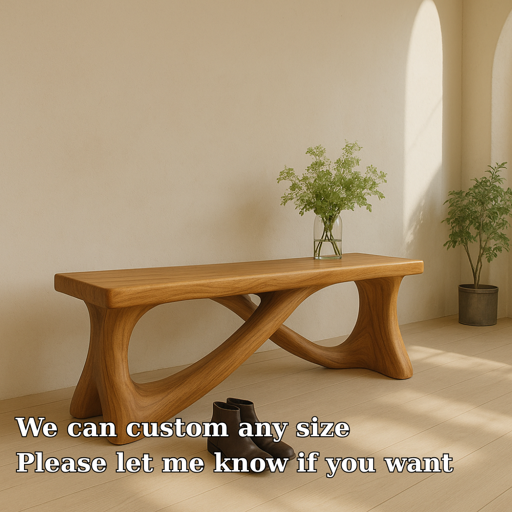 Handcrafted Solid Wood Bench – Modern Organic Design with Elegant Curved Sculptural Form Lynnsnail