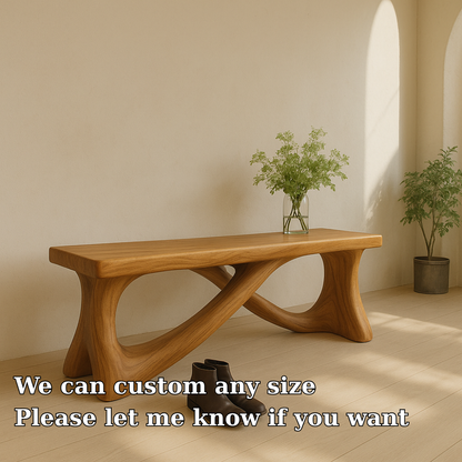 Handcrafted Solid Wood Bench – Modern Organic Design with Elegant Curved Sculptural Form Lynnsnail