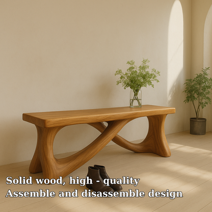 Handcrafted Solid Wood Bench – Modern Organic Design with Elegant Curved Sculptural Form Lynnsnail