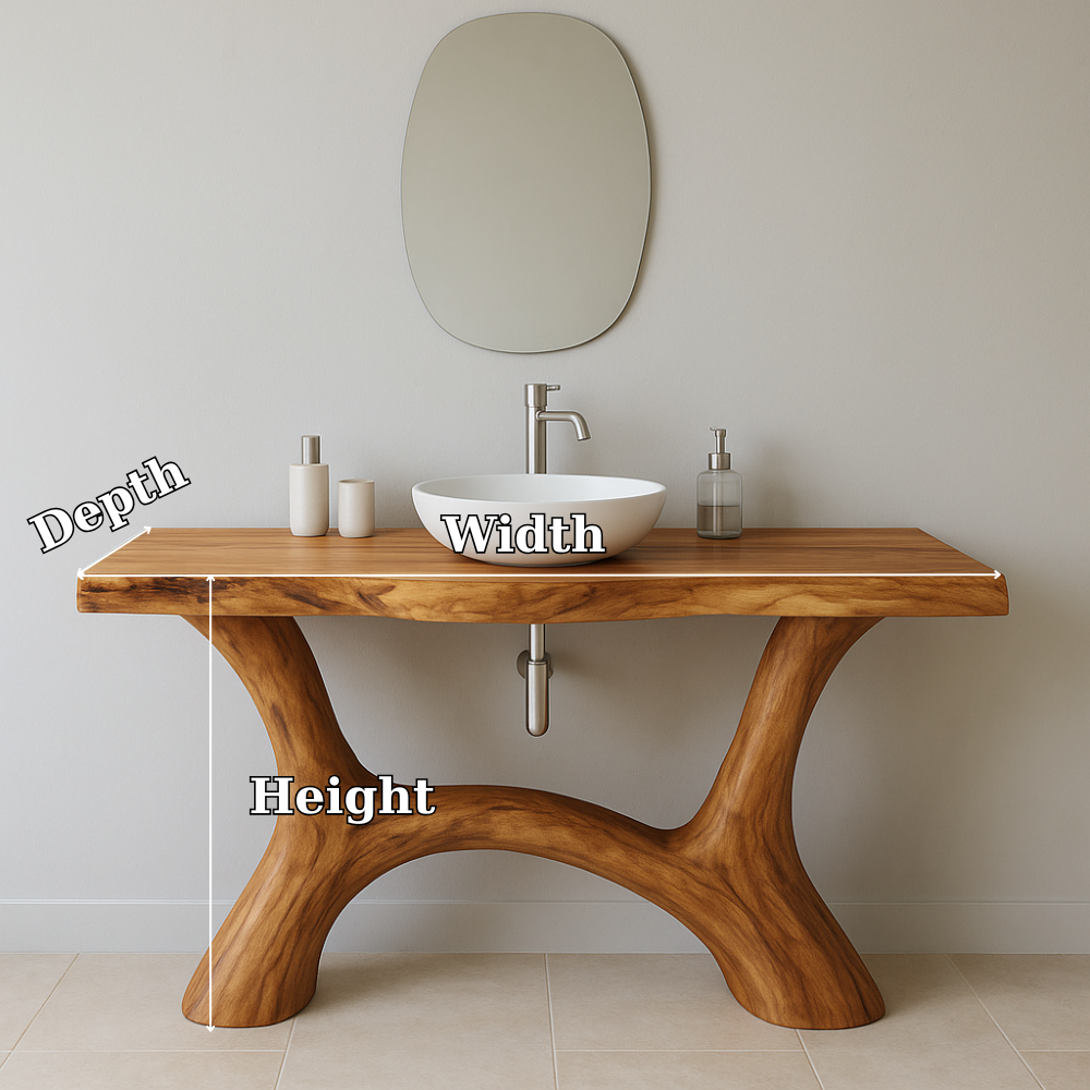 Handcrafted Solid Wood Bathroom Vanity – Modern Organic Form with Sculptural Curved Base Lynnsnail
