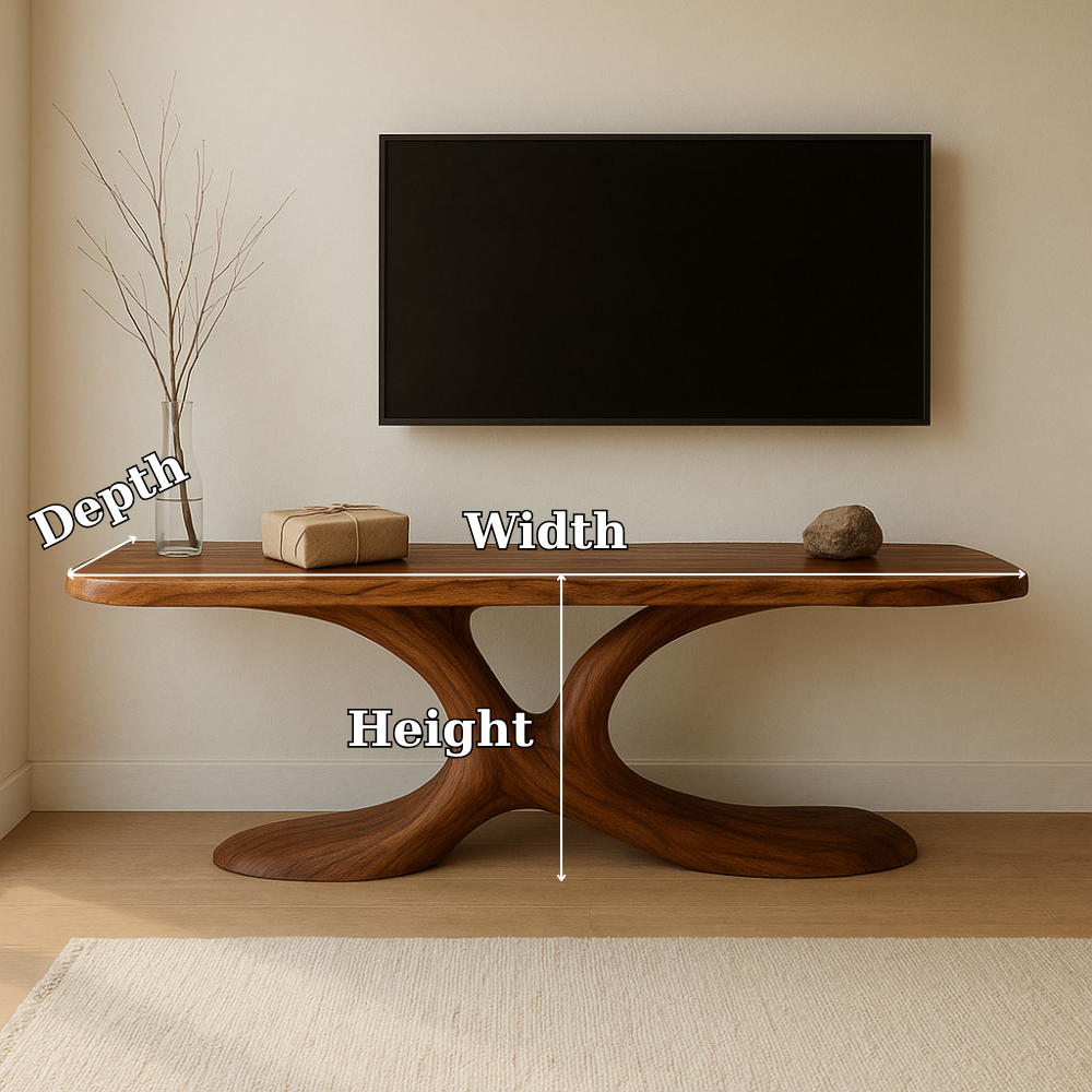 Handcrafted Solid Wood TV Stand – Minimal Organic Design with Sculptural Modern Aesthetic Lynnsnail