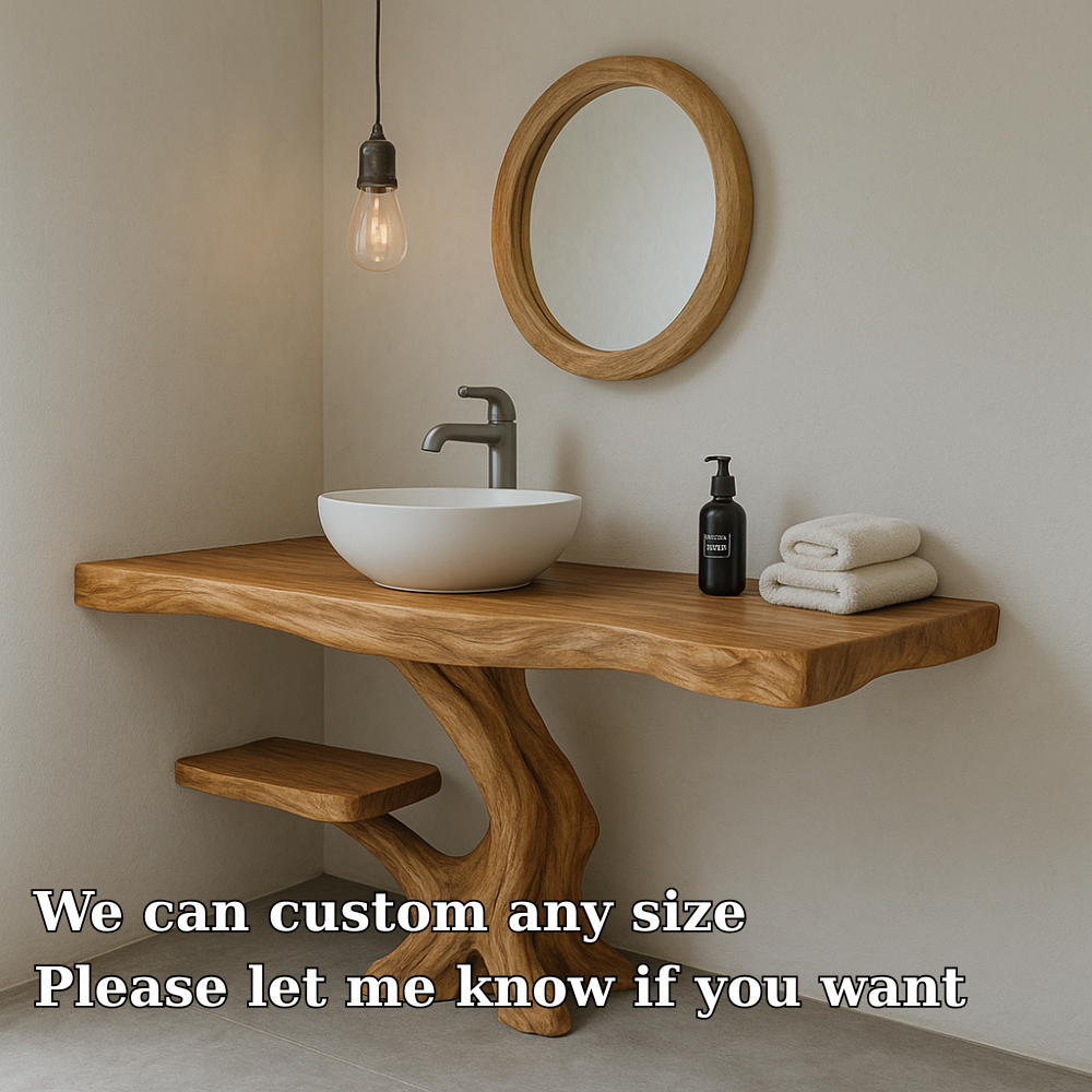 Handcrafted Solid Wood Bathroom Vanity – Organic Modern Design with Live Edge Detailing Lynnsnail