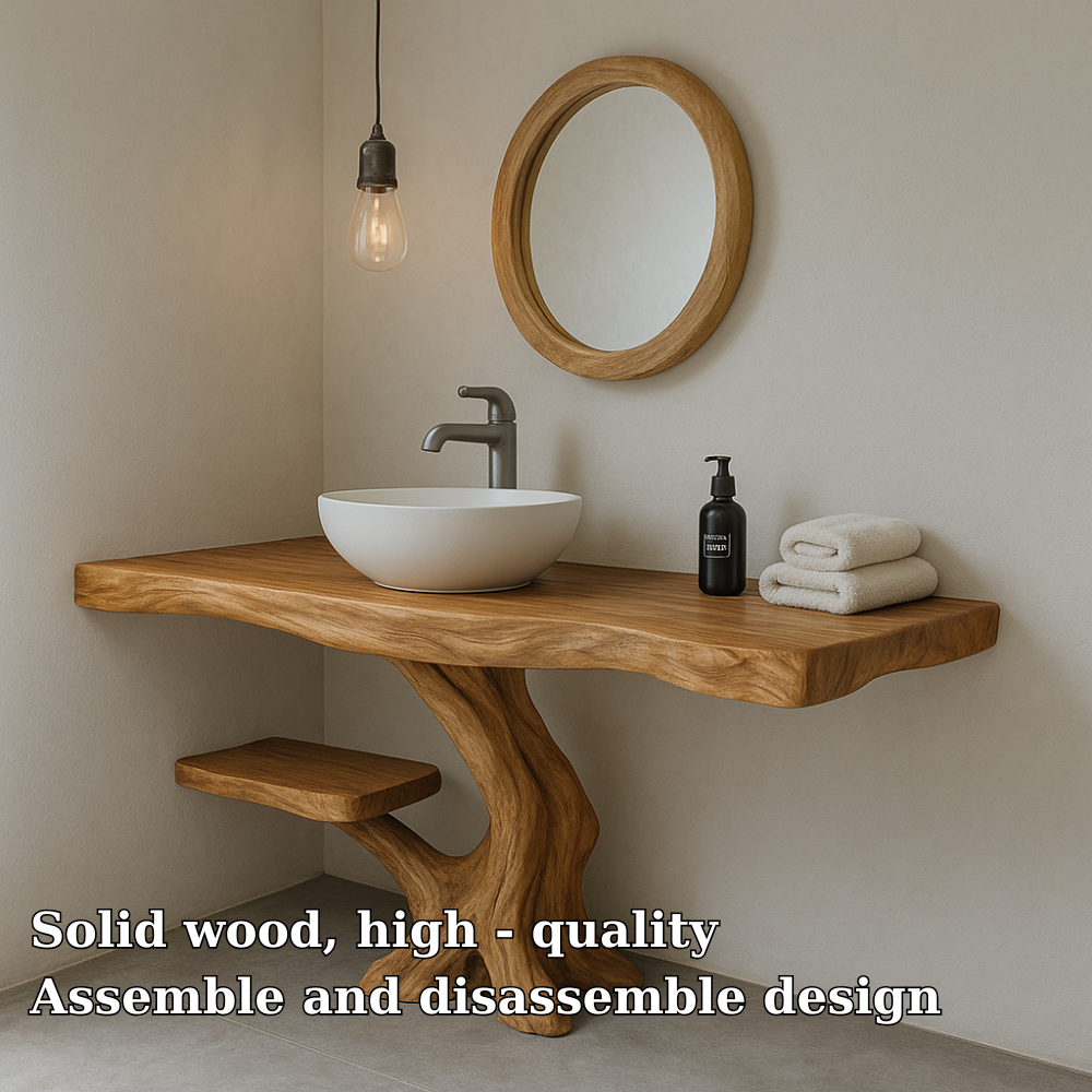Handcrafted Solid Wood Bathroom Vanity – Organic Modern Design with Live Edge Detailing Lynnsnail