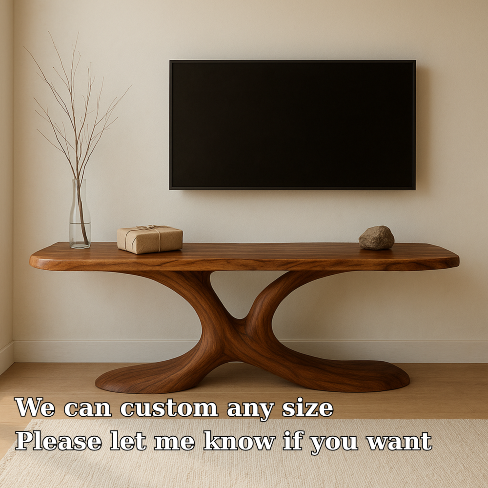 Handcrafted Solid Wood TV Stand – Minimal Organic Design with Sculptural Modern Aesthetic Lynnsnail