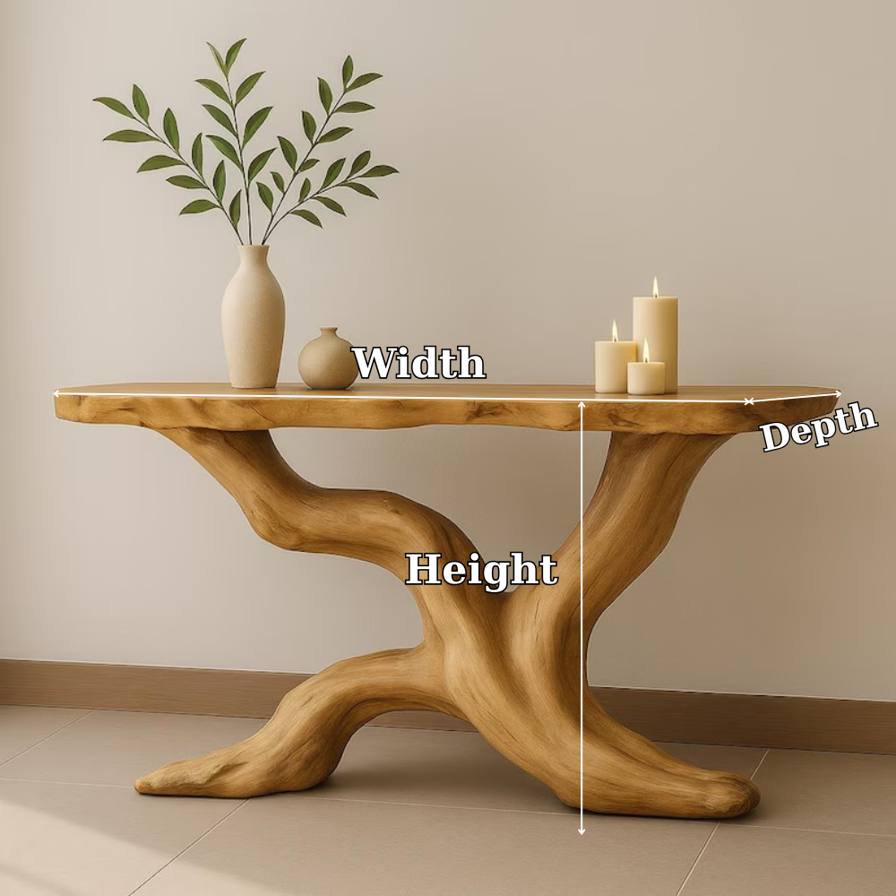 Handcrafted Solid Wood Console Table with Organic Branch Design – Modern Natural Elegance Lynnsnail