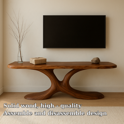 Handcrafted Solid Wood TV Stand – Minimal Organic Design with Sculptural Modern Aesthetic Lynnsnail
