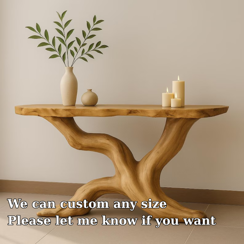 Handcrafted Solid Wood Console Table with Organic Branch Design – Modern Natural Elegance Lynnsnail