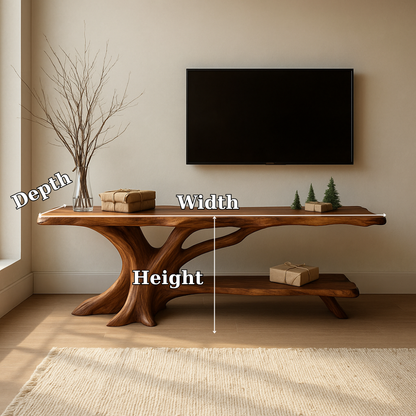 Handcrafted Solid Wood TV Stand – Organic Tree-Inspired Design for Modern Natural Living Spaces Lynnsnail