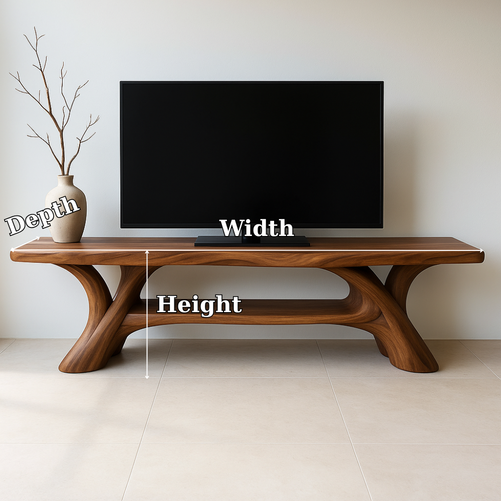 Handcrafted Solid Wood TV Stand – Sculptural Modern Design with Organic Smooth Form Lynnsnail
