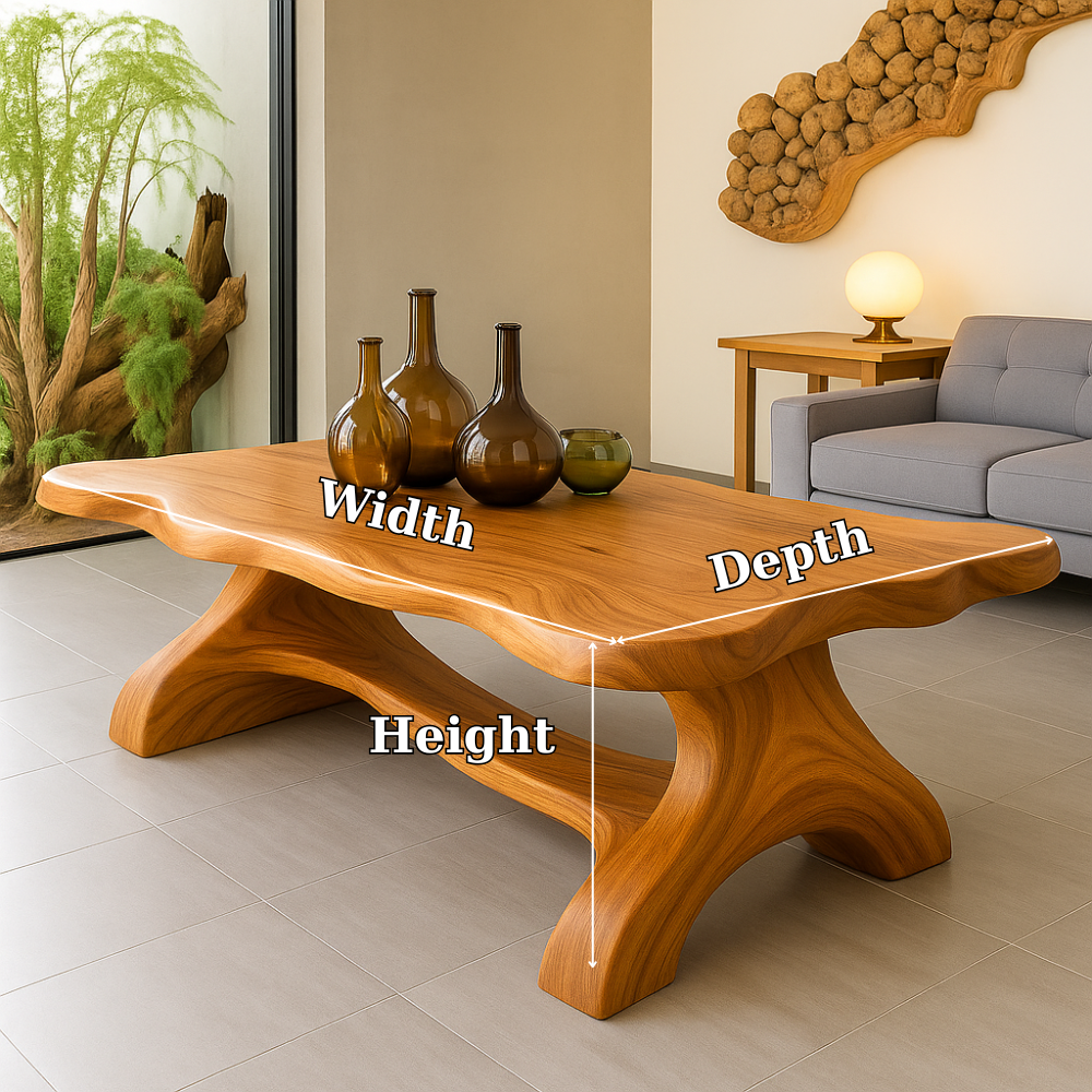 Handcrafted Solid Wood Coffee Table – Sculpted Organic Base with Live-Edge Style Top Lynnsnail