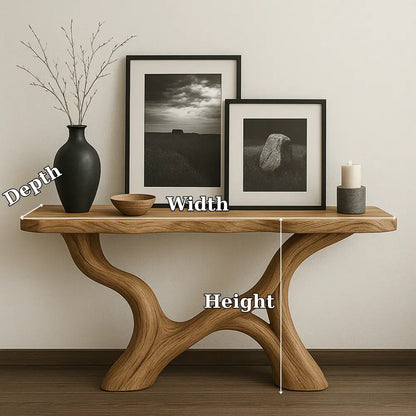 Handcrafted Solid Wood Console Table with Sculptural Organic Base – Modern Natural Furniture Lynnsnail