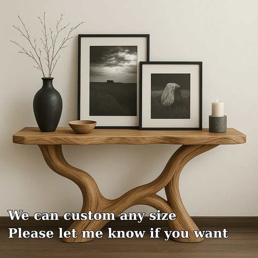 Handcrafted Solid Wood Console Table with Sculptural Organic Base – Modern Natural Furniture Lynnsnail