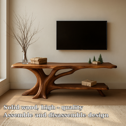 Handcrafted Solid Wood TV Stand – Organic Tree-Inspired Design for Modern Natural Living Spaces Lynnsnail