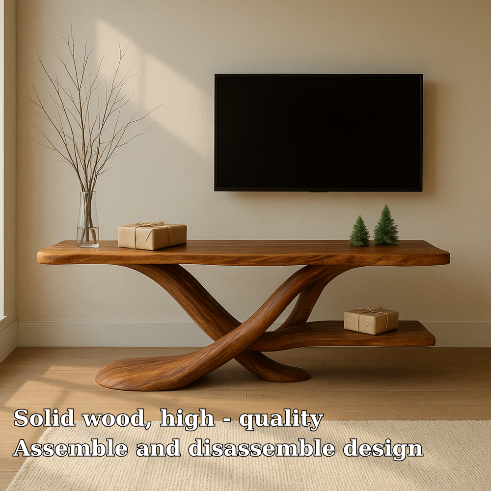 Handcrafted Solid Wood TV Stand – Modern Sculptural Design with Organic Flow and Natural Finish Lynnsnail