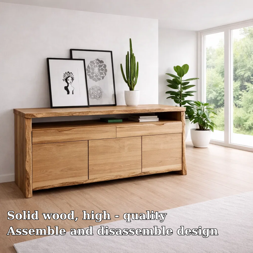 Solid Wood Console Table Modern Sideboard with Storage Cabinet