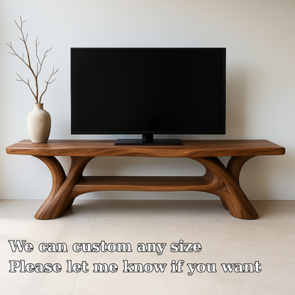 Handcrafted Solid Wood TV Stand – Sculptural Modern Design with Organic Smooth Form Lynnsnail