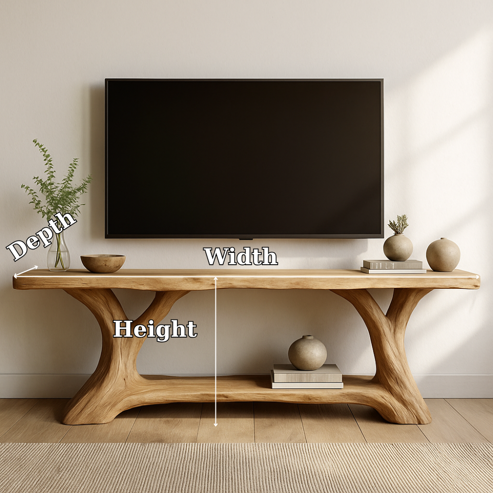 Handcrafted Solid Wood TV Stand – Natural Live Edge Design for Modern Organic Interiors Lynnsnail