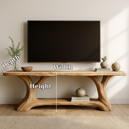 Handcrafted Solid Wood TV Stand – Natural Live Edge Design for Modern Organic Interiors Lynnsnail