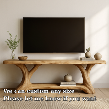 Handcrafted Solid Wood TV Stand – Natural Live Edge Design for Modern Organic Interiors Lynnsnail