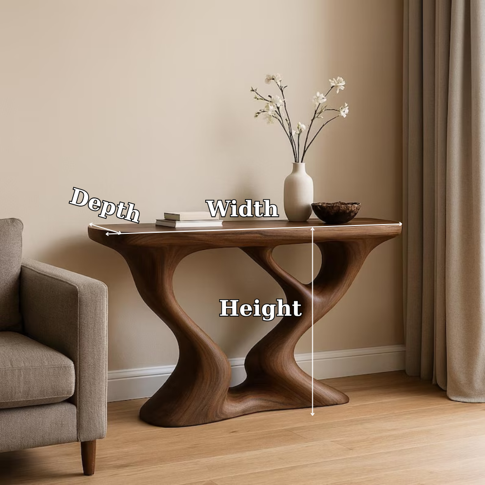 Handcrafted Solid Wood Console Table with Sculptural Double Curve Base – Modern Organic Design Lynnsnail