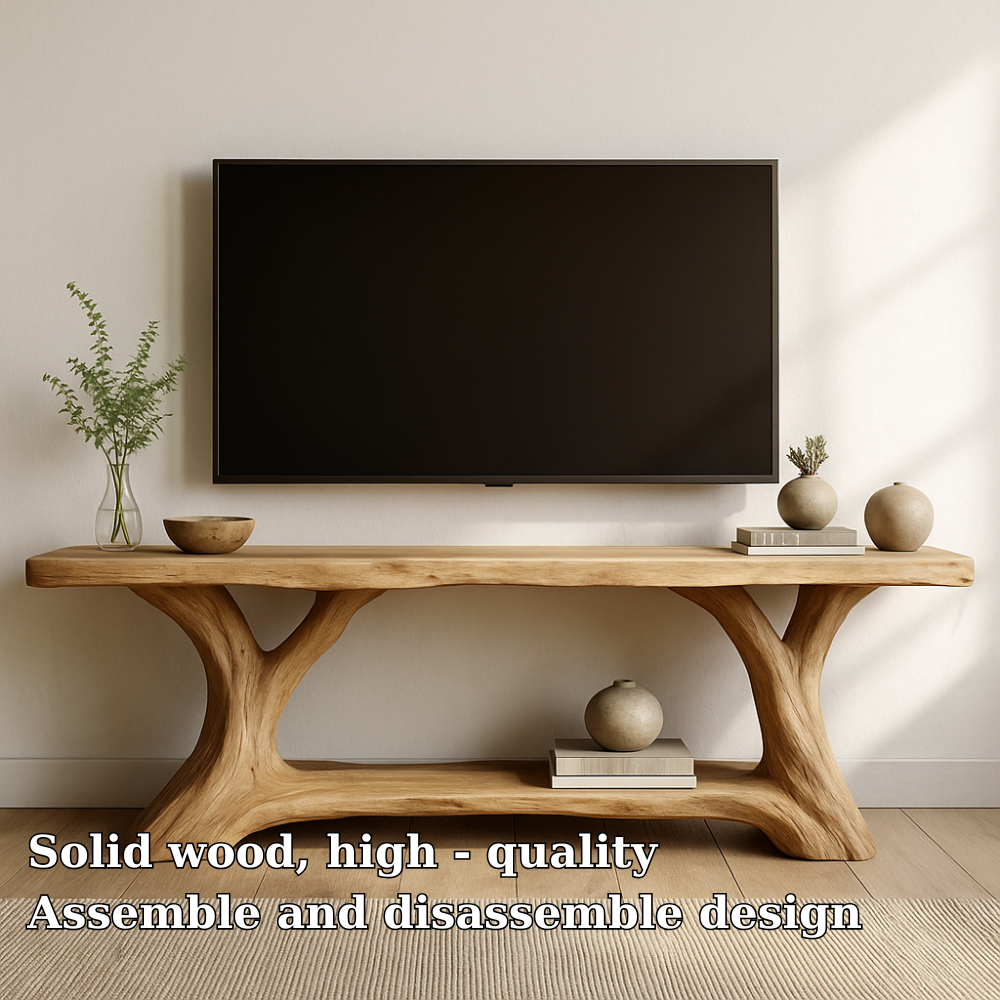 Handcrafted Solid Wood TV Stand – Natural Live Edge Design for Modern Organic Interiors Lynnsnail