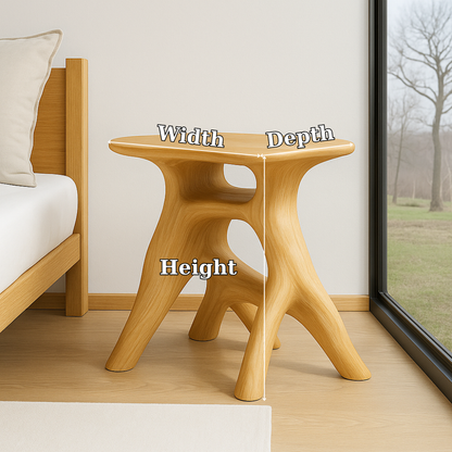 Handcrafted Solid Wood Nightstand – Sculpted Organic Bedside Table with Artistic Form Lynnsnail